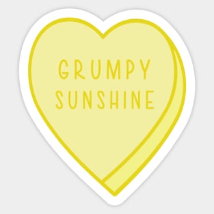 Grumpy Sunshine Candy Heart Tropes Book Lover Yellow Sticker